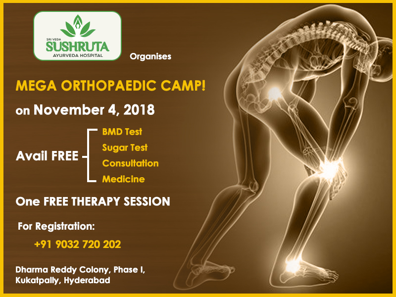 Mega Ortho Camp – Avail One FREE Ayurvedic Therapy Session and more on Nov 4, 2018